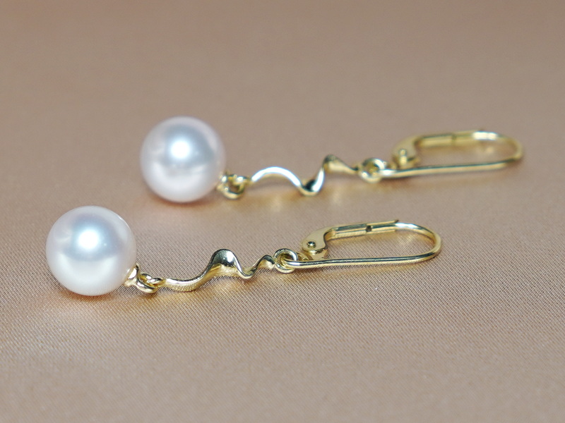 Zlaté náušnice 14K japonské Akoya perly AE005C Zlaté náušnice 14K japonské Akoya perly AE005C