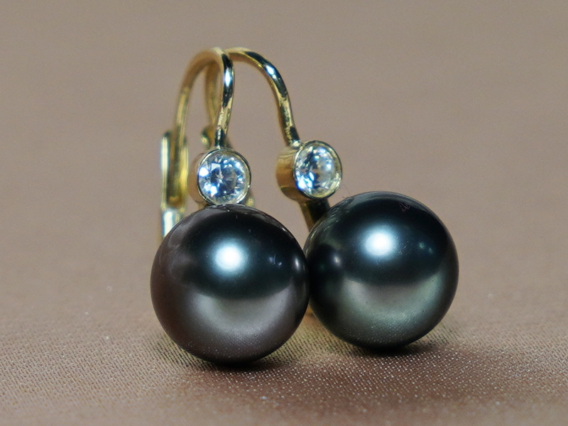 Perlové náušnice čierne tahitské perly AAA DS222YE-T Perlové náušnice čierne tahitské perly AAA DS222YE-T