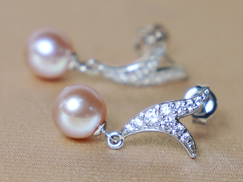 Zlaté náušnice 14K s pravými perlami AAA WW06WVE-FP Zlaté náušnice 14K s pravými perlami AAA WW06WVE-FP