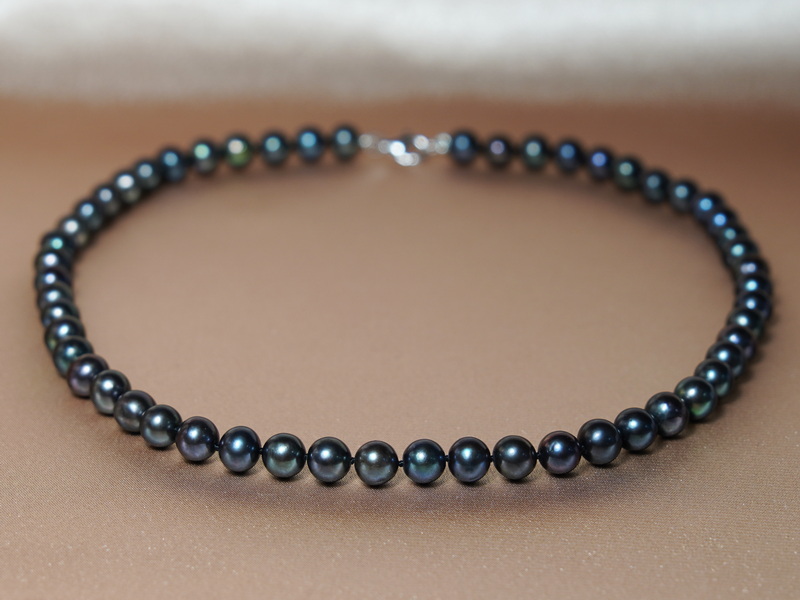 Perlový náhrdelník čierne sladkovodné perly NRSN7580AAbG Perlový náhrdelník čierne sladkovodné perly NRSN7580AAbG