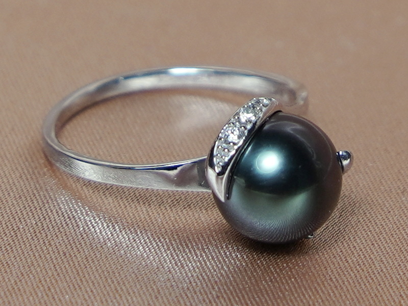 Zlatý prsteň s tahitskou perlou AAA a briliantmi BC05WR-T Zlatý prsteň s tahitskou perlou AAA a briliantmi BC05WR-T