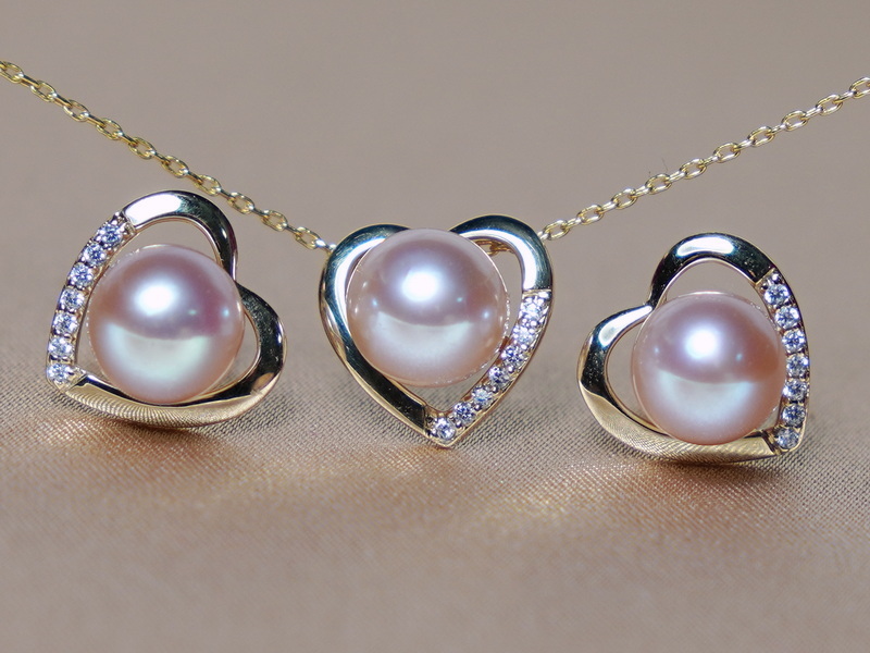 Set šperkov z ružových riečnych perál WW013YS-FP Set šperkov z ružových riečnych perál WW013YS-FP