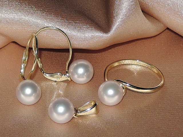 Zlaté šperky 14K s japonskými akoya perlami AAA BC150YS-A Zlaté šperky 14K s japonskými akoya perlami AAA BC150YS-A