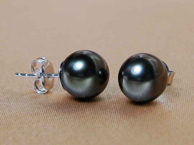 Zlaté napichovacie náušnice z tahitských perál AAA TAE500wQ Zlaté napichovacie náušnice z tahitských perál AAA TAE500wQ