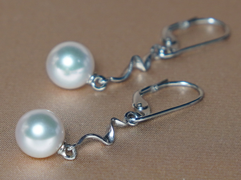 Zlaté visiace náušnice 14K z perál Južného Pacifiku SSWE004B Zlaté visiace náušnice 14K z perál Južného Pacifiku SSWE004B