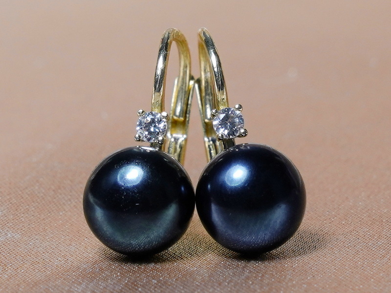 Zlaté náušnice čierna perla a zirkón BC022YBE-B Zlaté náušnice čierna perla a zirkón BC022YBE-B