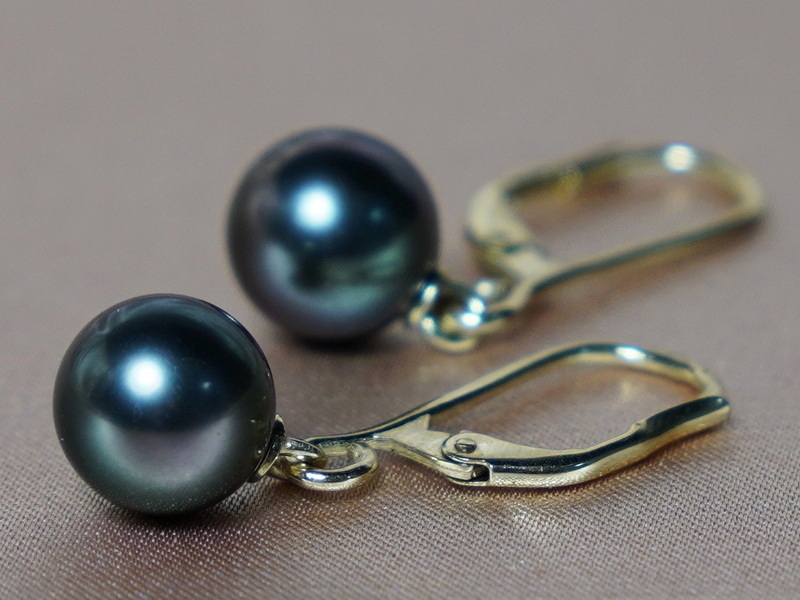 Zlaté náušnice 14K čierne tahitské perly AAA TEAAAZGC Zlaté náušnice 14K čierne tahitské perly AAA TEAAAZGC