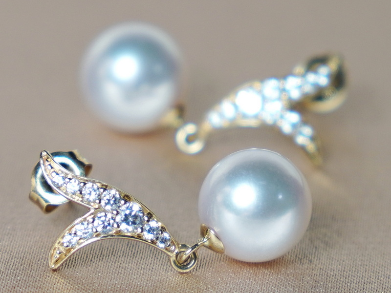 Zlaté náušnice 14K s perlami Južného Pacifiku WW06YVE-W Zlaté náušnice 14K s perlami Južného Pacifiku WW06YVE-W