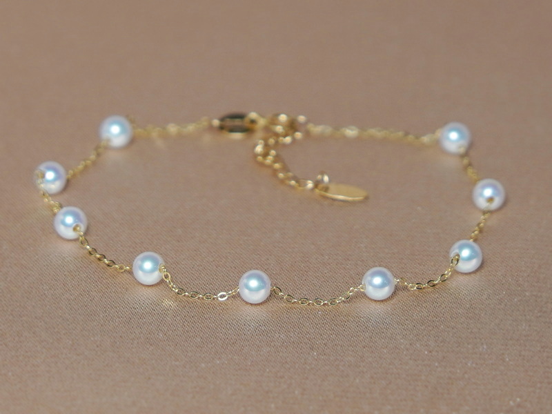 Zlatý náramok 18K s pravými sladkovodnými perlami PB803SP Zlatý náramok 18K s pravými sladkovodnými perlami PB803SP