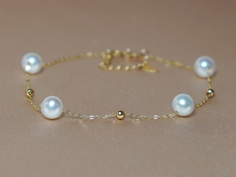 Zlatý náramok 18K s pravými sladkovodnými perlami PB824SP Zlatý náramok 18K s pravými sladkovodnými perlami PB824SP