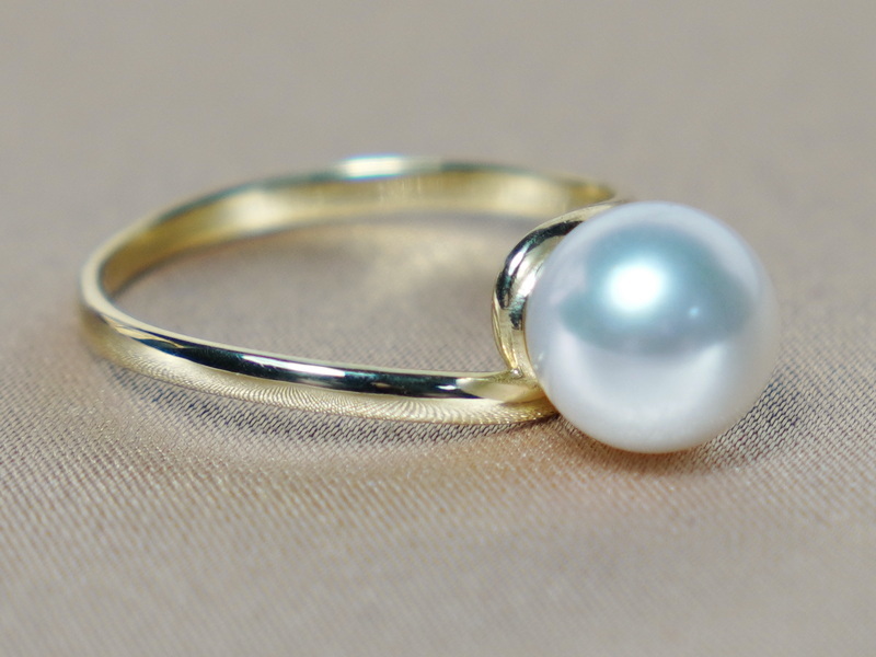 Zlatý prsteň 14K s riečnou perlou AAA BC028YFR-W Zlatý prsteň 14K s riečnou perlou AAA BC028YFR-W