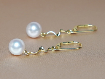 Zlaté náušnice 14K japonské Akoya perly AE005C Zlaté náušnice 14K japonské Akoya perly AE005C