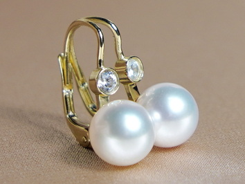 Zlaté náušnice 14K s perlami AAA a zirkónmi DS222YFE-W Zlaté náušnice 14K s perlami AAA a zirkónmi DS222YFE-W