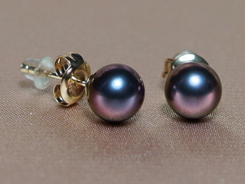 Zlaté náušnice 14K s čiernymi sladkovodnými perlami AAA FE585AAAyB Zlaté náušnice 14K s čiernymi sladkovodnými perlami AAA FE585AAAyB