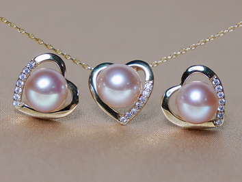 Set šperkov z ružových riečnych perál WW013YS-FP Set šperkov z ružových riečnych perál WW013YS-FP