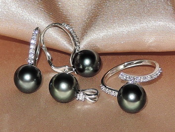 Šperky s čiernymi tahitskými perlami AAA BC130WS-T Šperky s čiernymi tahitskými perlami AAA BC130WS-T