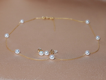 Súprava zlatých šperkov s japonskými akoya perlami APNCHSET002C Súprava zlatých šperkov s japonskými akoya perlami APNCHSET002C