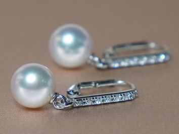 Zlaté náušnice 14K s perlami Južného Pacifiku BC024WE-W Zlaté náušnice 14K s perlami Južného Pacifiku BC024WE-W