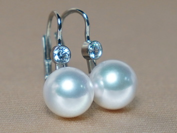 Zlaté náušnice 14K s perlami Južného Pacifiku DS222WE-W Zlaté náušnice 14K s perlami Južného Pacifiku DS222WE-W