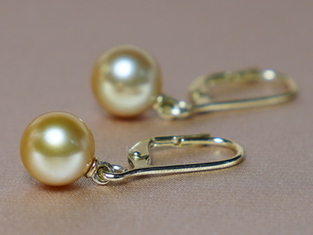 Zlaté náušnice 14K s perlami Južného Pacifiku SSPEZGC Zlaté náušnice 14K s perlami Južného Pacifiku SSPEZGC