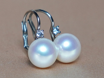 Zlaté náušnice 14K pravé sladkovodné perly BC022WFE-W Zlaté náušnice 14K pravé sladkovodné perly BC022WFE-W