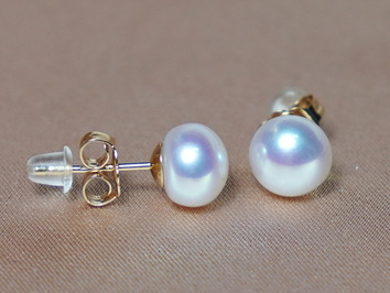 Zlaté náušnice pravé riečne perly BFE585AAAyP Zlaté náušnice pravé riečne perly BFE585AAAyP