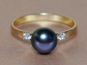 Zlatý prsteň 14K s čiernou sladkovodnou perlou BC027YBR-B Zlatý prsteň 14K s čiernou sladkovodnou perlou BC027YBR-B