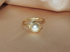Zlatý prsteň 14K s perlou Južného Pacifiku AAA BC05YR-G prsteň s juhomorskou perlou BC05YR-G perlou najvyššia AAA kvalita BC05YR-G