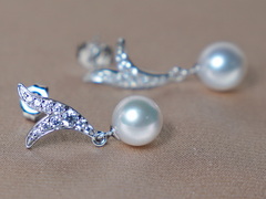 Zlaté náušnice 14K s japonskými akoya perlami AAA WW06WVE-A DSC05374.JPG WW06WVE-A