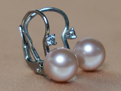 Strieborné náušnice s ružovými perlami AAA BC022SE-L Perlové náušnice BC022SE-L.1.JPG BC022SE-L