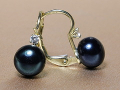 Zlaté náušnice čierna perla a zirkón BC022YBE-B Perlové náušnice BC022YBE-B-1.JPG BC022YBE-B