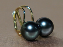 Zlaté náušnice 14K s čiernymi tahitskými perlami AAA DS701YE-T Perlové náušnice DS701YE-T.1.JPG DS701YE-T