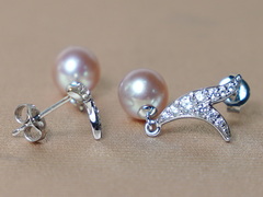 Zlaté náušnice 14K s pravými perlami AAA WW06WVE-FP Perlové náušnice WW06WVE-FP-1.JPG WW06WVE-FP