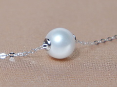 Strieborný náhrdelník s pravou bielou riečnou perlou 8mm RP888wM Perlový náhrdelník RP888wM.JPG RP888wM