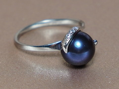 Súprava šperkov s pravými čiernymi perlami BC05SS-B Prsteň s čiernou sladkovodnou perlou BC05SR-B.JPG BC05SS-B