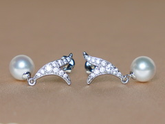 Zlaté náušnice 14K s japonskými akoya perlami AAA WW06WVE-A Zlaté napichovacie perlové náušnice WW06WVE-A-1.JPG WW06WVE-A