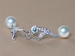 Zlaté náušnice 14K s japonskými akoya perlami AAA WW06WVE-A Zlaté napichovacie perlové náušnice WW06WVE-A-2.JPG WW06WVE-A