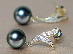 Zlaté náušnice 14K s tahitskými perlami AAA WW06YVE-T Zlaté napichovacie perlové náušnice WW06YVE-T-1.JPG WW06YVE-T