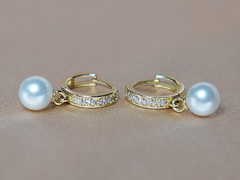 Zlaté náušnice pravé japonské akoya perly AAA DS120YE-A Zlaté náušnice pravé japonské akoya perly DS120YE-A-1.JPG DS120YE-A