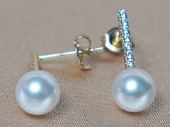 Zlaté perlové náušnice 14K sladkovodné perly AAA WW015YE-FW Zlaté náušnice s perlami WW015YE-A-1.JPG WW015YE-FW