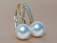 Zlaté náušnice 14K s japonskou akoya perlou AAA BC021YE-A Zlaté náušnice s pravou morskou perlou BC021YE-A-2.JPG BC021YE-A