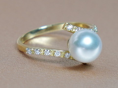 Zlatý prsteň 14K s pravou perlou AAA BC029YFR-W Zlatý prsteň s perlou BC029YBR-W-2.JPG BC029YFR-W