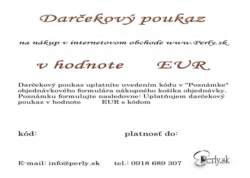 Darčekový poukaz na perlové šperky